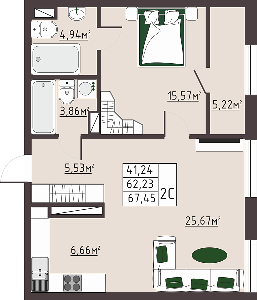 2-к квартира, 70 кв. м, Оренбург, проспект Гагарина, дом 40
