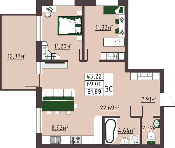 3-к квартира, 83 кв. м, Оренбург, проспект Гагарина, дом 40